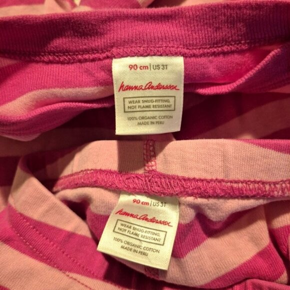 Hanna Andersson girls size 90 or 3T 2 tone pink pajamas, top has faint stains - Picture 6 of 7